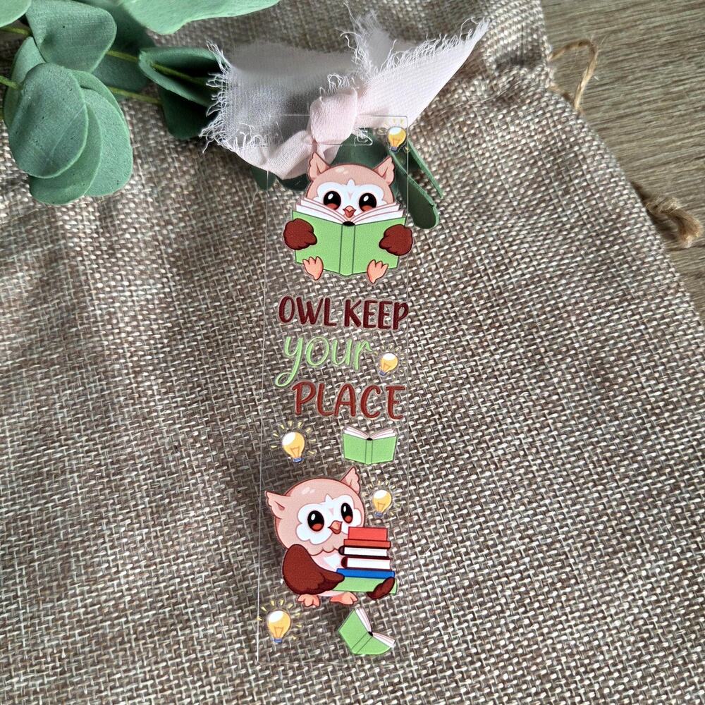 Owl Keep Your Place Bookmark, Funny Bird Page Marker Dark Academia Ribbon Decor